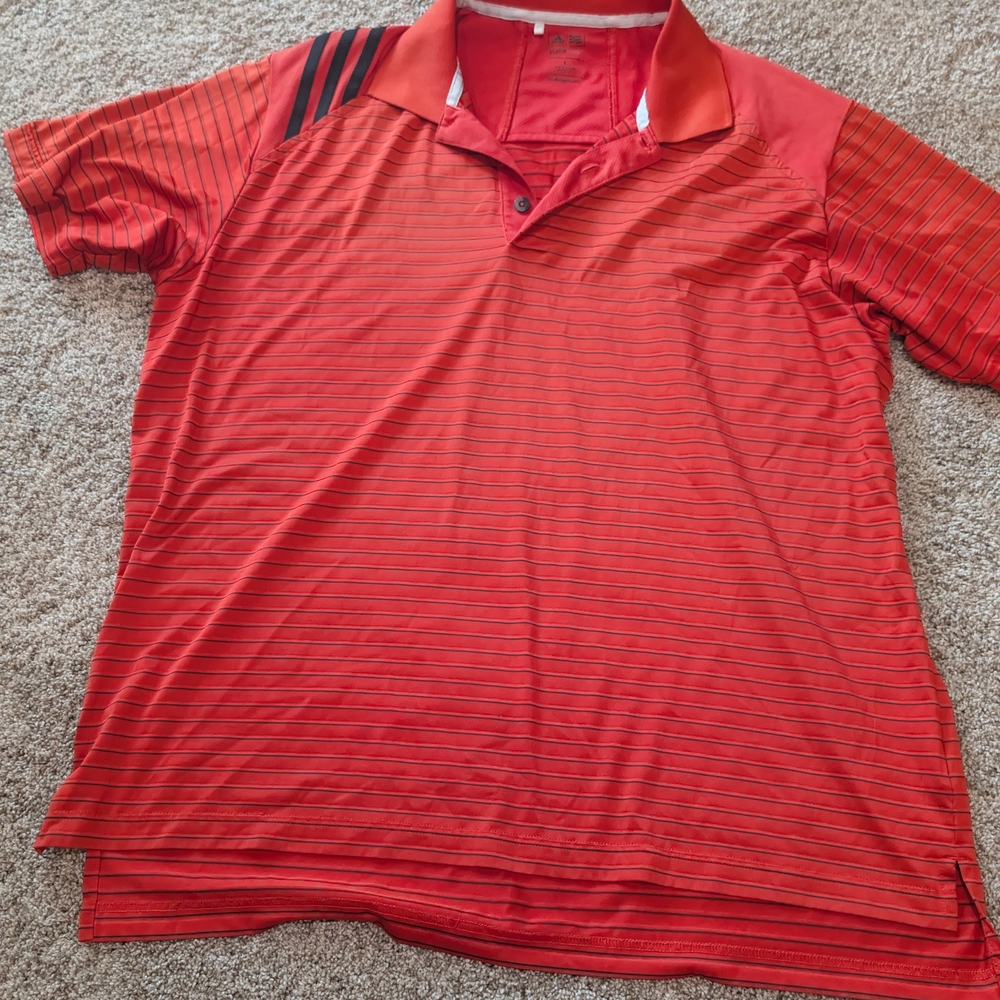 Adidas Red and Black Polo Shirt Athletic Performance